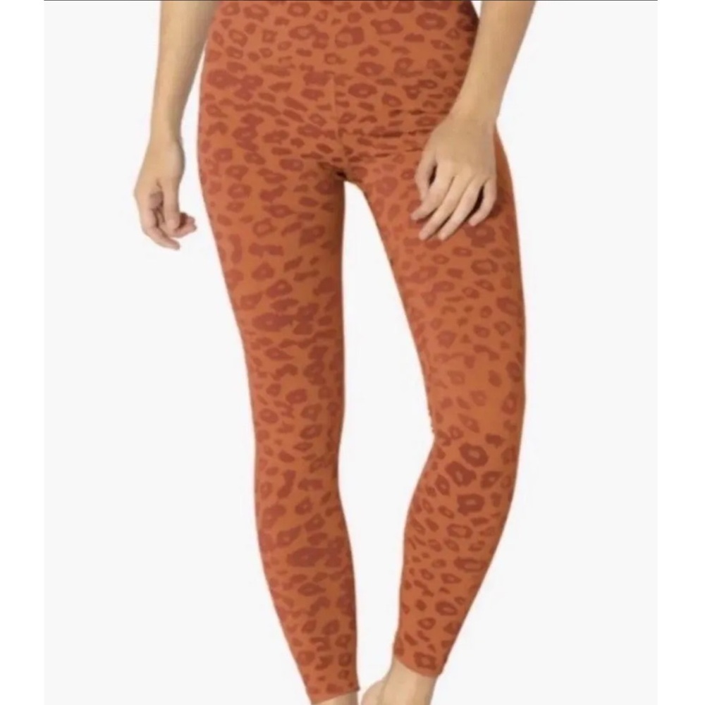 BEYOND YOGA ORANGE HIGH RISE JASPER JAQUARD LEGGINGS